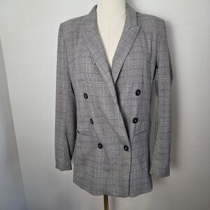 H&M Plaid Double-Breasted Blazer